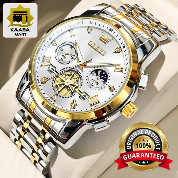 OLEVS 2856 Golden Silver Chronograph For Man